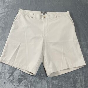 Peter Millar Wicking Golf Shorts Mens 35 Beige Stone Performance Flat Front Zip